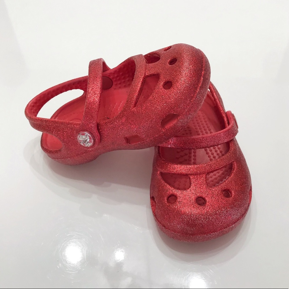 CROCS red glitter toddler size 4 shoes